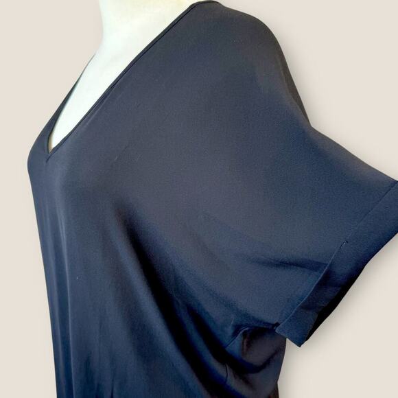 LUSH Short Dolman Sleeve V Neck Chiffon Top Casual Blouse Pullover Size XL Black - Picture 8 of 15